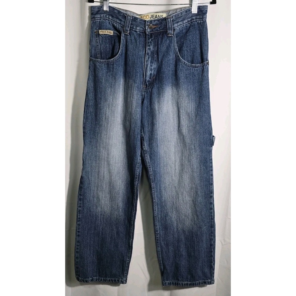Vintage Y2K Paco Jeans Embroidered Baggy Blue Skater Jeans Size 32x32‎
